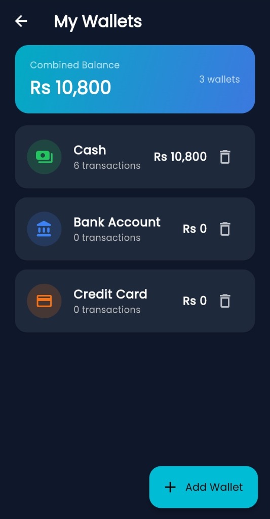 Multi-Wallets Screen